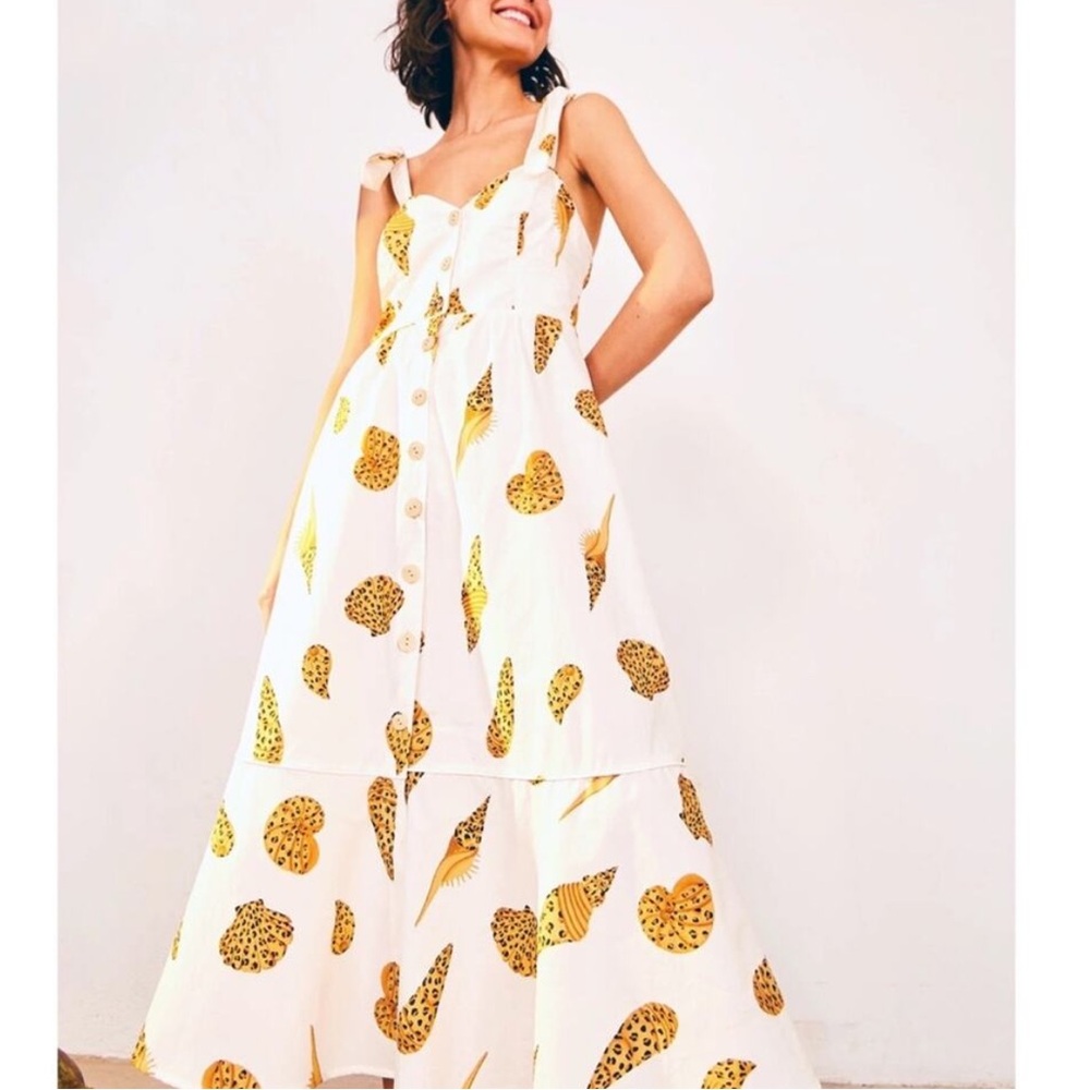 FARM RIO Cheetah Seashell Midi Dress (Size Small)